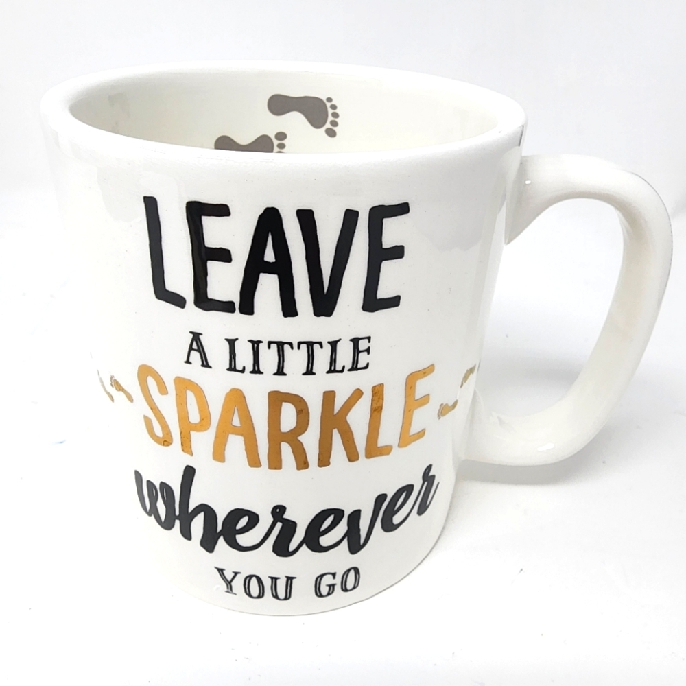 Coffee Mug ceramic large statement saying white gold black